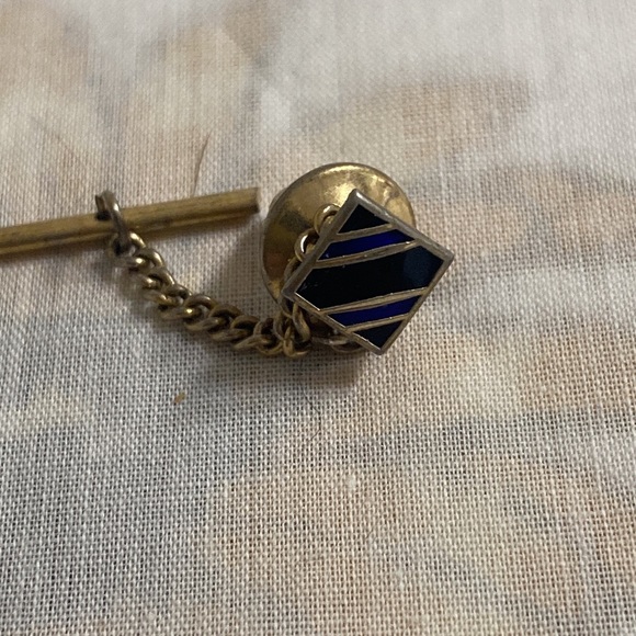 Simulated pearl wishbone square black gold enamel tie tack bundle - Picture 4 of 4